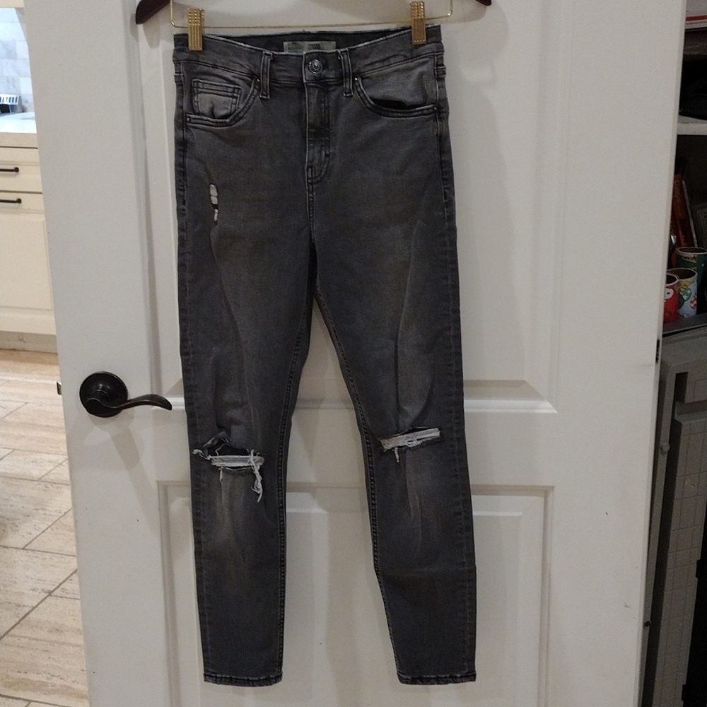 Top Shop Jamie Skinny Jeans Size 28 L30 Grey Distressed Jeans